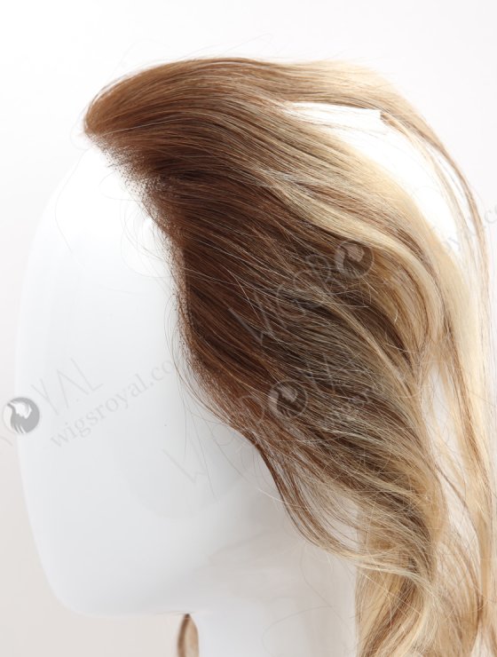 Slight Wave Blonde Highlight Balayage Color Hairline Topper Silicone PU Skin Fringe Hair Piece WR-TC-117-30121