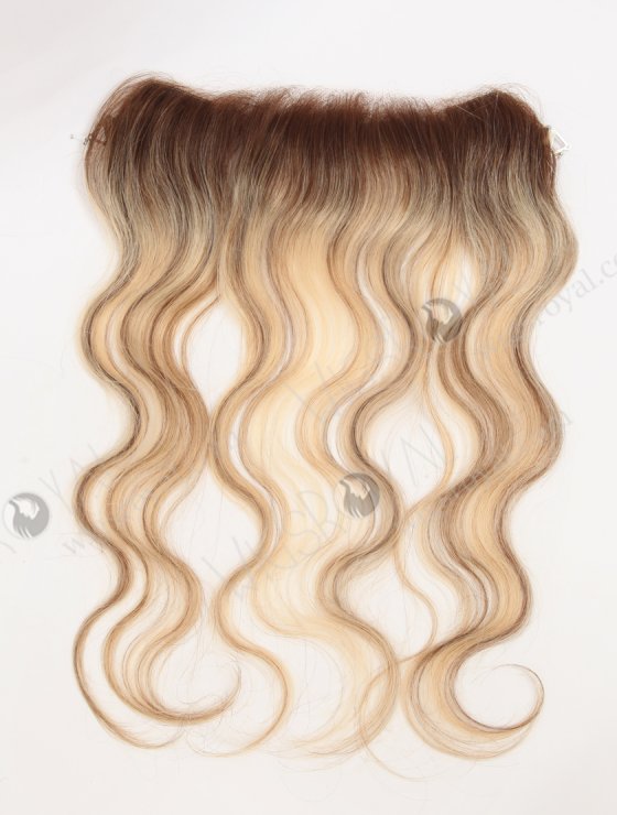 Slight Wave Blonde Highlight Balayage Color Hairline Topper Silicone PU Skin Fringe Hair Piece WR-TC-117-30120