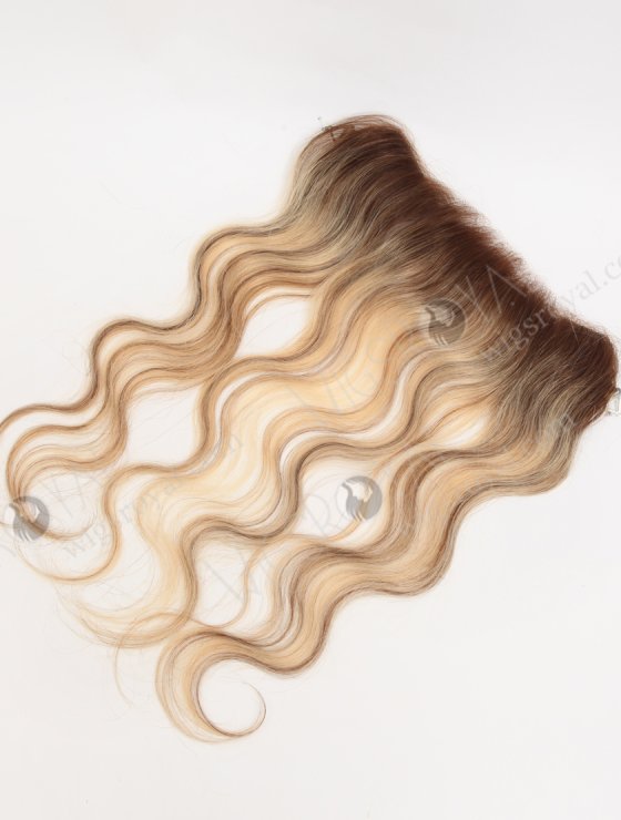 Slight Wave Blonde Highlight Balayage Color Hairline Topper Silicone PU Skin Fringe Hair Piece WR-TC-117-30124