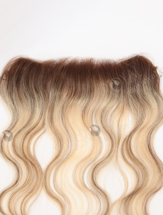 Slight Wave Blonde Highlight Balayage Color Hairline Topper Silicone PU Skin Fringe Hair Piece WR-TC-117-30122