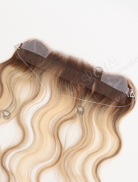 Slight Wave Blonde Highlight Balayage Color Hairline Topper Silicone PU Skin Fringe Hair Piece WR-TC-117-30125