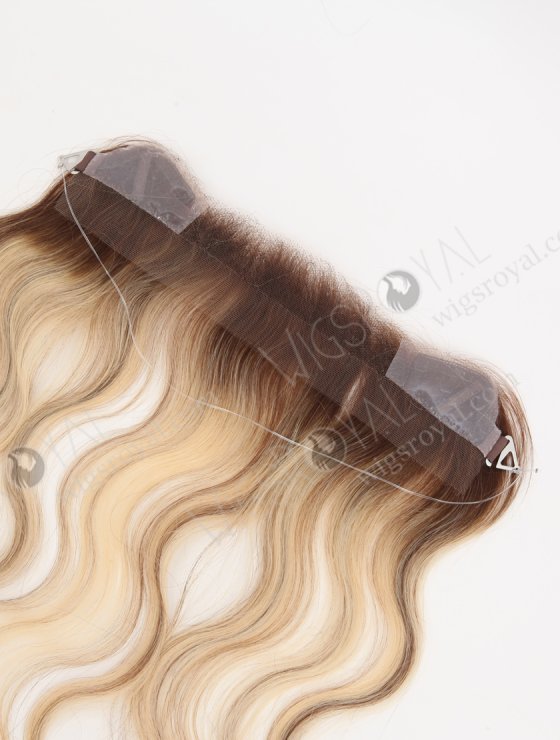 Slight Wave Blonde Highlight Balayage Color Hairline Topper Silicone PU Skin Fringe Hair Piece WR-TC-117-30126