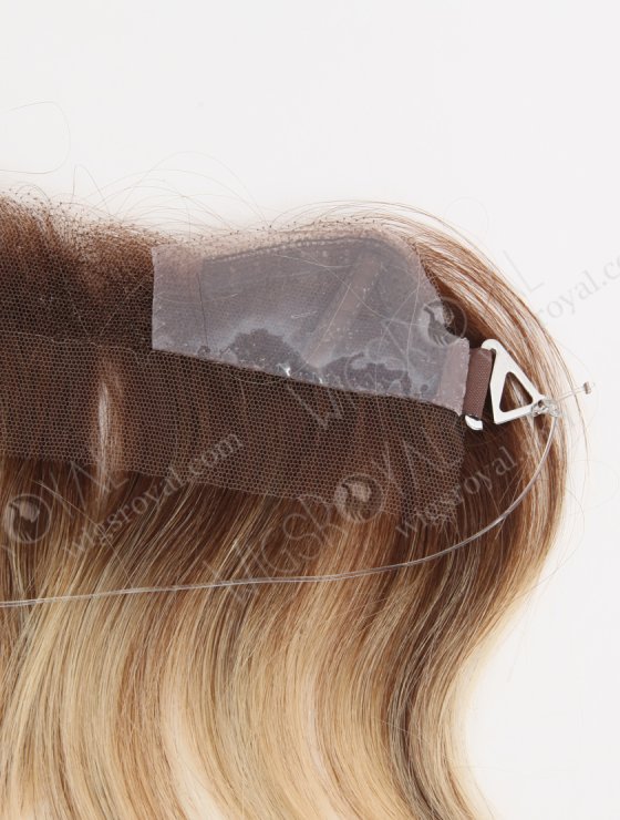 Slight Wave Blonde Highlight Balayage Color Hairline Topper Silicone PU Skin Fringe Hair Piece WR-TC-117-30127