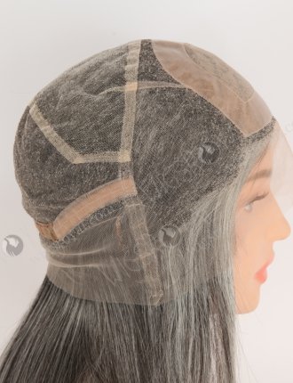 Wholesale Top Grade Human Hair Straight Grey Color Full Lace Wigs With Silk Top for Women WR-ST-061