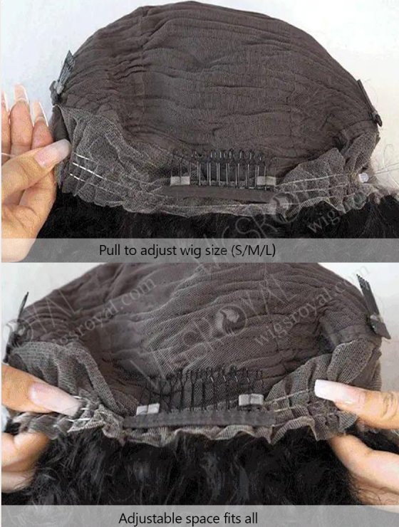 Hidden Invisible Strap Adjustable Drawstring Full Lace Wigs With Pre Plucked Hairline WR-LW-142-30371