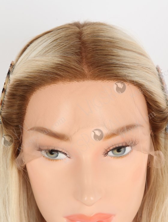 Invisible HD Melting Lace Front Wig 18 Inch Brown Roots Brown European Remy Hair RLF-08043-30552
