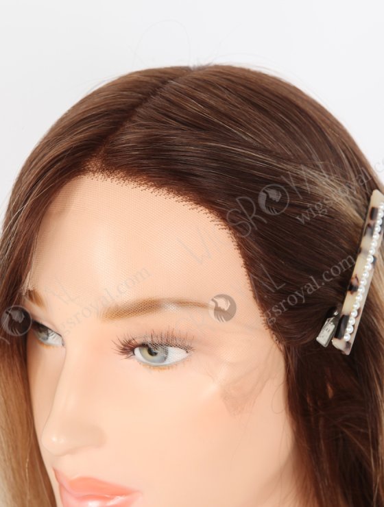 Most Realistic Single Knots Transparent HD Lace Front Wigs 18 Inch Straight European Hair Brown to Blonde Ombre Color RLF-08045-30558