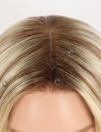 In Stock European Virgin Hair 14" Straight T9/613# With 9# Highlights Color Lace Front Silk Top Glueless Wig GLL-08091