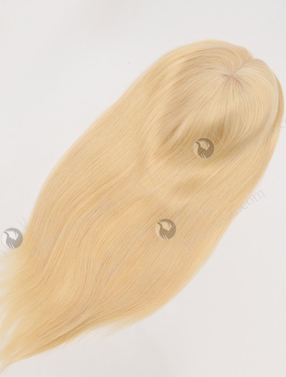 Best Blonde Real Human Hair Toppers for Women | In Stock European Virgin Hair 16" Straight 613# Color 7"×8" Silk Top Open Weft Human Hair Topper-002-30652
