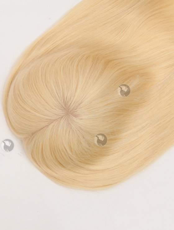 Best Blonde Real Human Hair Toppers for Women | In Stock European Virgin Hair 16" Straight 613# Color 7"×8" Silk Top Open Weft Human Hair Topper-002-30651