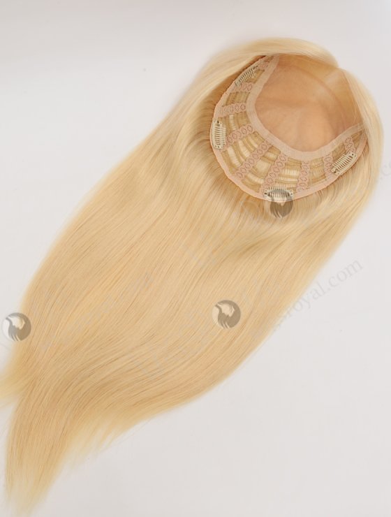Best Blonde Real Human Hair Toppers for Women | In Stock European Virgin Hair 16" Straight 613# Color 7"×8" Silk Top Open Weft Human Hair Topper-002-30655