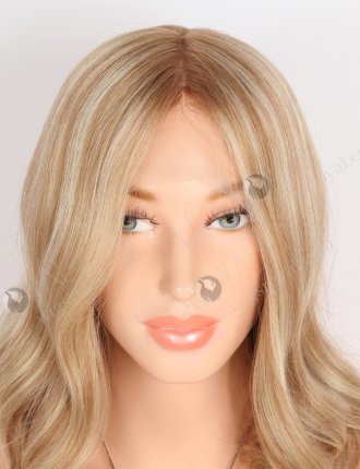 Beautiful Slight Wavy Shoulder Length Wigs Brown and Blonde Highlights Color GRD-08022