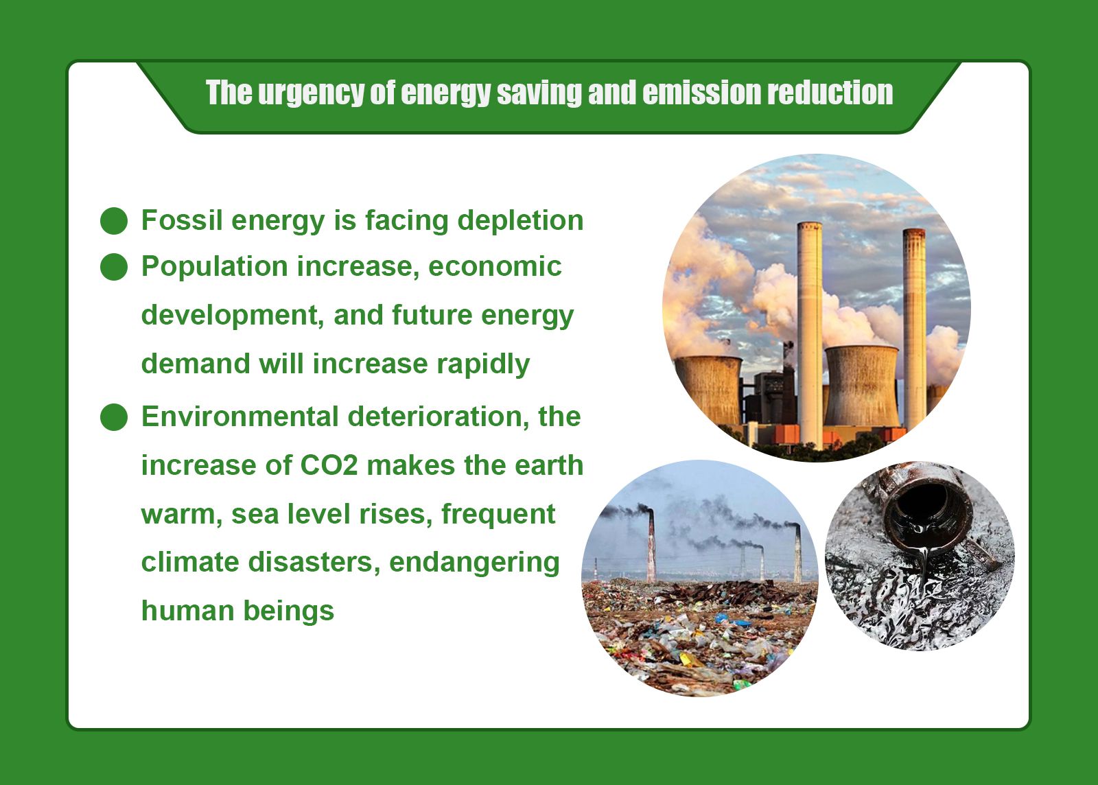 The urgency of energy saving and emission reduction