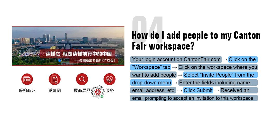 How do I add people to my Canton Fair workspace?