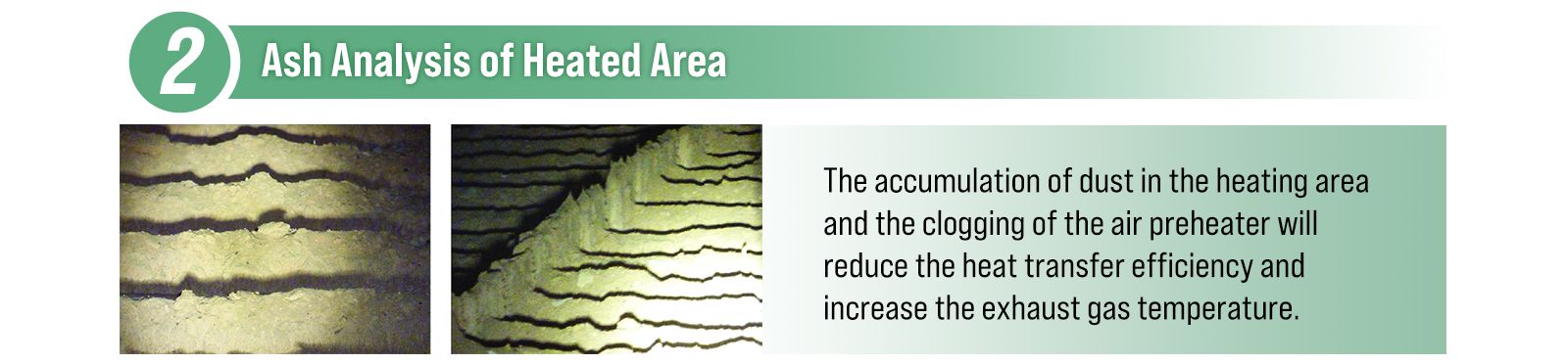 Ash analysis of heated area
