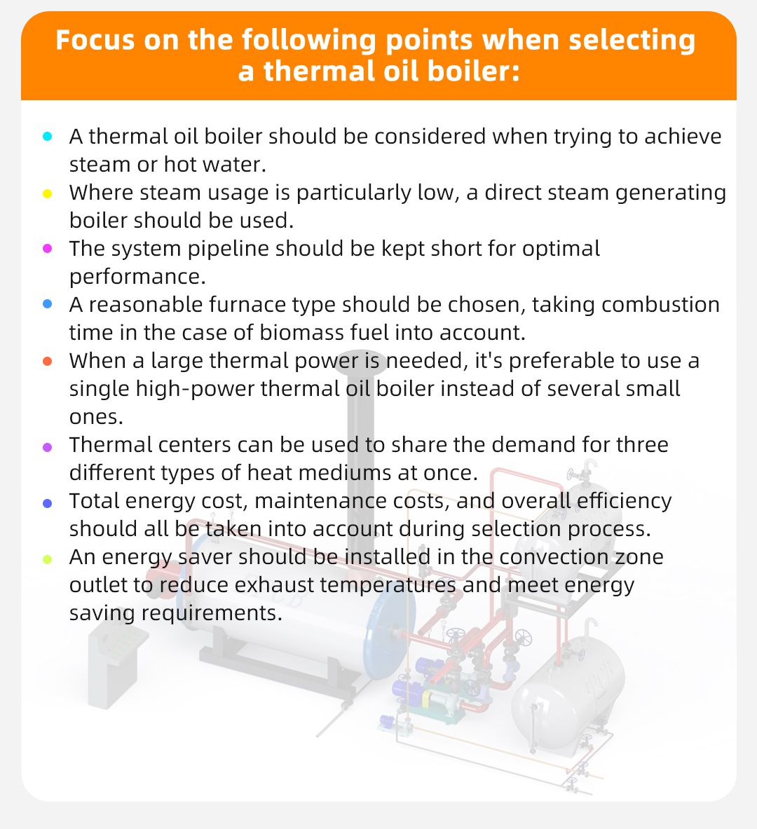 Focus on the following points when selecting a thermal oil boiler