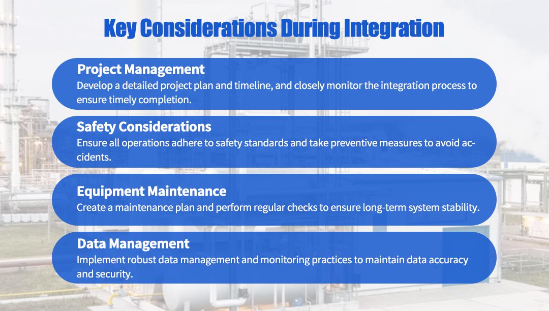 Key considerations in the integration process: project management, security considerations, equipment maintenance, data management Key considerations in the integration process: project management, security considerations, equipment maintenance, data management