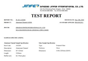 F Aluminum Channel A30200 Test Report