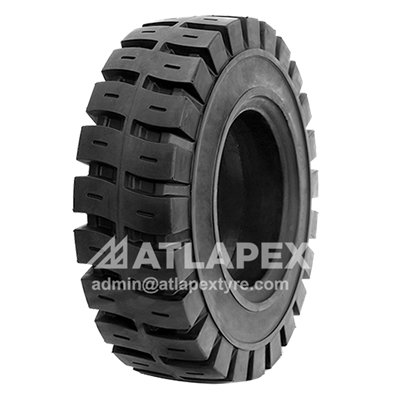 Neumático macizo 6.50-10 con AP-LUG3 para uso con montacargas.