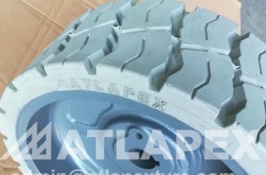 Solución integral para ruedas y neumáticos de plataformas elevadoras de tijera.