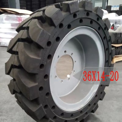 Neumático macizo 36X14-20 para plataformas elevadoras de brazo como Genie S60, Genie S65, JLG E600, 600A, 600AJ, E600JP. (1)