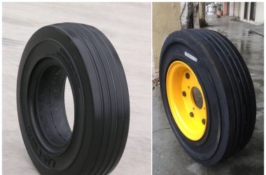 Neumático macizo 4.00-8 con llanta 3.00D-8 para aplicaciones GSE en aeropuertos, de buena calidad y precio competitivo.