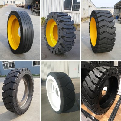 Neumático macizo CON personalizado (currificado sobre neumático macizo) para diferentes aplicaciones como minería, construcción, fábricas de acero y minería subterránea. (1)