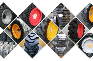 Neumático macizo con llanta para minicargadora BOBCAT, CASE, CAT, MUSTANG, VOLVO, JOHN DEER, etc.