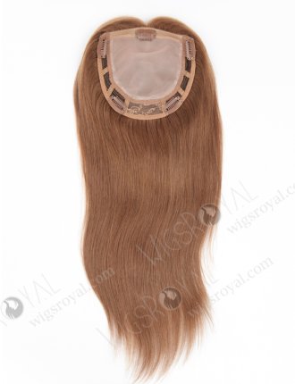 Mono Top Clip On Human Hair Toppers For Thinning Hair In Stock 16" Brown with Blonde Highlights Topper-049