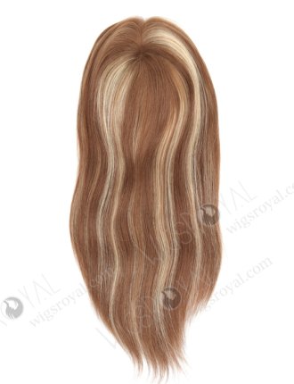 Premium Monofilament Top Human Hair Toppers With Highlights | In Stock 7"*7" European Virgin Hair 16" Straight 9# with T9/22# Highlights Mono Top Hair Topper-050