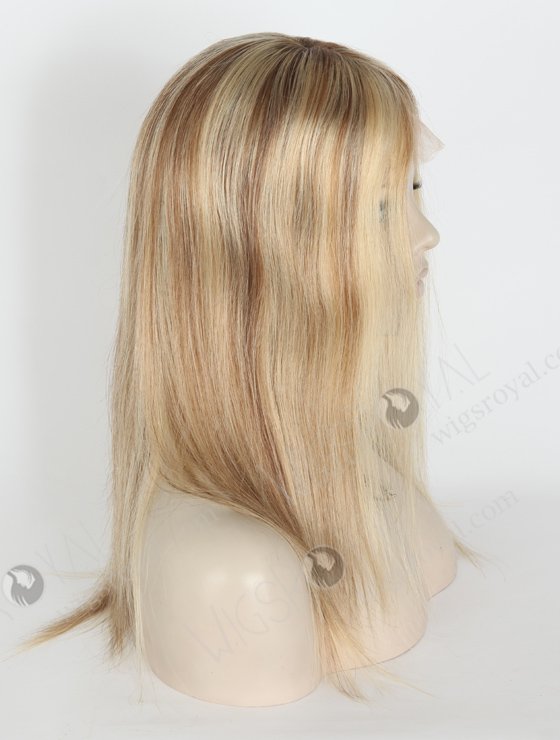 Blonde Brown Piano Highlight Wig 14 Inch Real Hair Lace Front Silk Top Glueless Wigs For Women GLL-08002-246