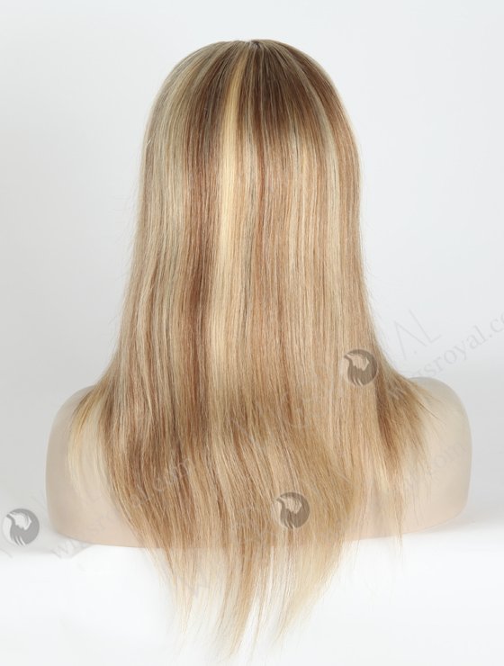 Blonde Brown Piano Highlight Wig 14 Inch Real Hair Lace Front Silk Top Glueless Wigs For Women GLL-08002-248