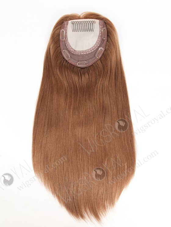 European Human Hair 16'' One Length Straight Middle Golden Brown Color Toppers Topper-022-430