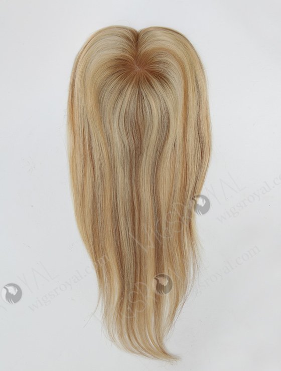 Luxury Rooted Blonde Hair Toppers with Highlights Natural Looking Silk Base Topper-043-811