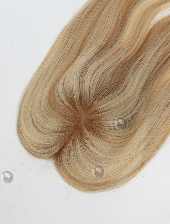 Luxury Rooted Blonde Hair Toppers with Highlights Natural Looking Silk Base Topper-043-812