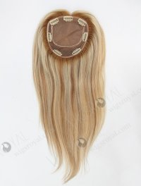 Luxury Rooted Blonde Hair Toppers with Highlights Natural Looking Silk Base Topper-043