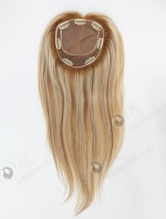 Luxury Rooted Blonde Hair Toppers with Highlights Natural Looking Silk Base Topper-043-809