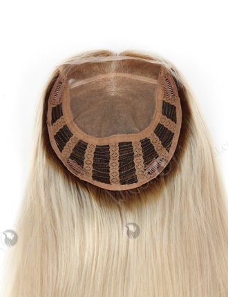 Best Platinum Blonde Rooted Hair Toppers for Fine Hair | In Stock European Virgin Hair 18" Straight T9/white Color 7"×8" Silk Top Open Weft Human Hair Topper-005
