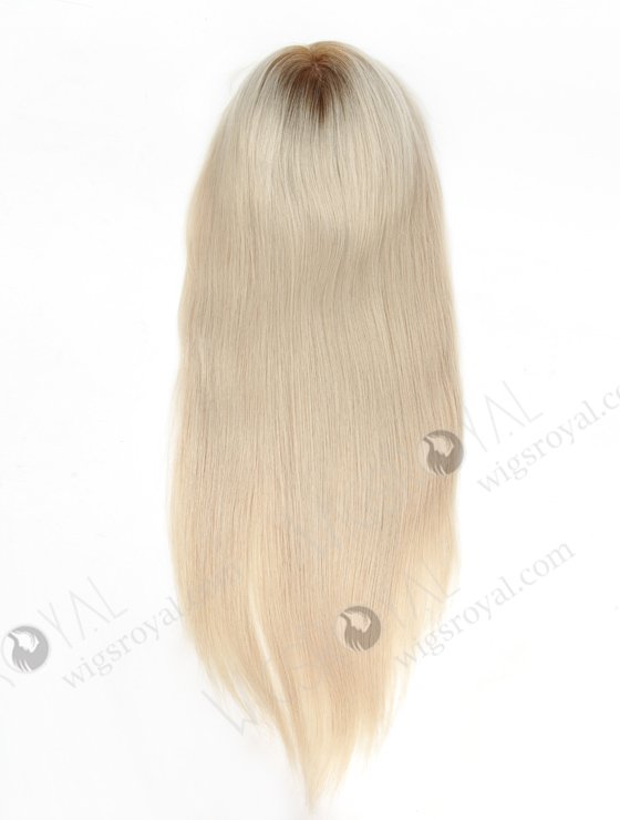 Best Platinum Blonde Rooted Hair Toppers for Fine Hair | In Stock European Virgin Hair 18" Straight T9/white Color 7"×8" Silk Top Open Weft Human Hair Topper-005-403