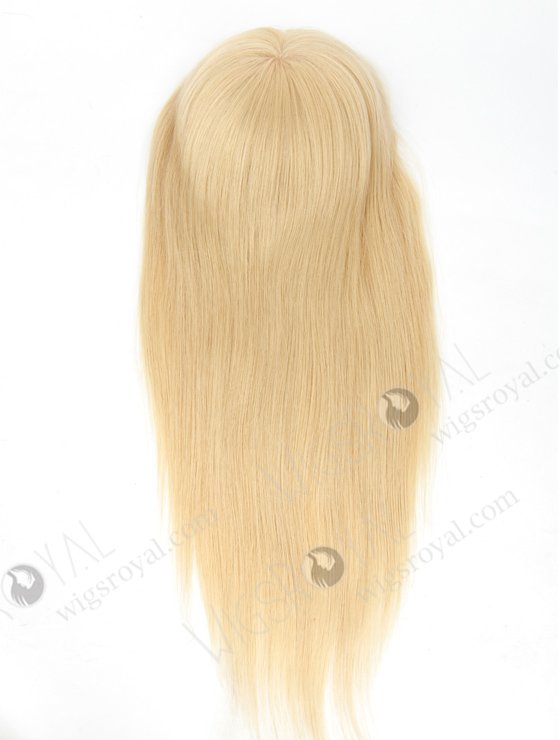 Best Blonde Real Human Hair Toppers for Women | In Stock European Virgin Hair 16" Straight 613# Color 7"×8" Silk Top Open Weft Human Hair Topper-002-380