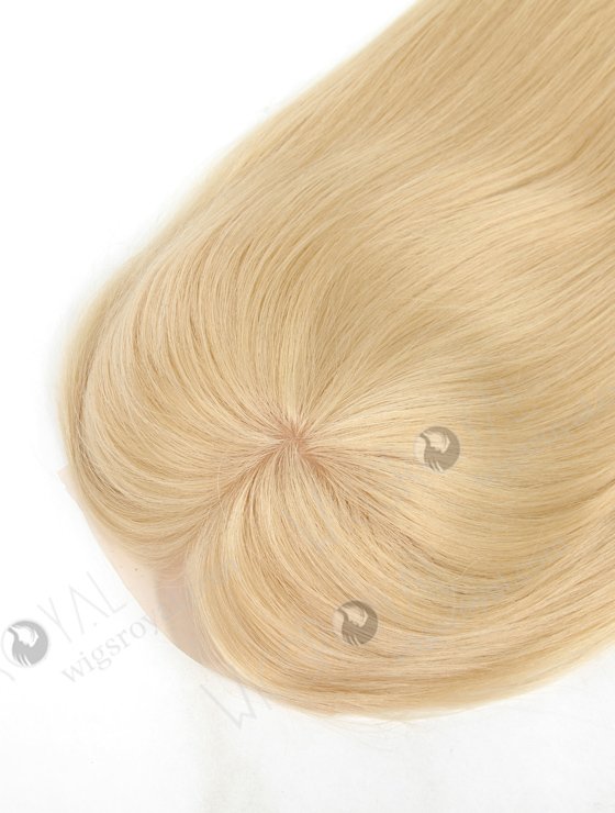 Best Blonde Real Human Hair Toppers for Women | In Stock European Virgin Hair 16" Straight 613# Color 7"×8" Silk Top Open Weft Human Hair Topper-002-384