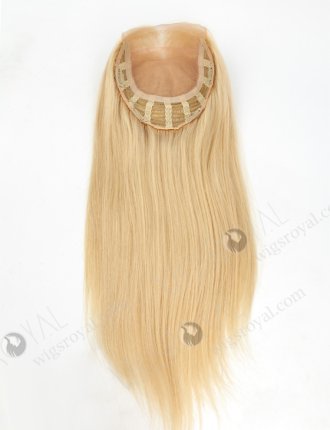 Best Blonde Clip On Hair Pieces for Thinning Hair | In Stock European Virgin Hair 18" Straight 22# Color 7"×8" Silk Top Open Weft Human Hair Topper-001
