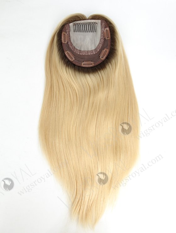 In Stock European Virgin Hair 16" One Length Straight T9/613# Color 5.5"×5.5" Silk Top Wefted Kosher Topper-017-469