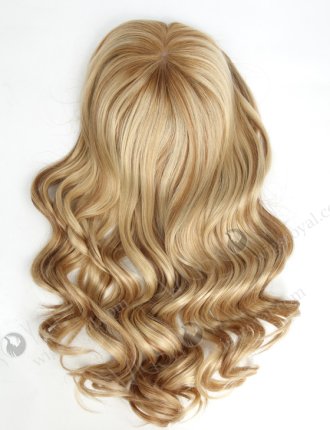 Clip In Full Volume Wavy Hair Topper for Thinning Hair 18 Inch Blonde with Brown Highlights Topper-020