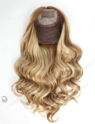 Clip In Full Volume Wavy Hair Topper for Thinning Hair 18 Inch Blonde with Brown Highlights Topper-020