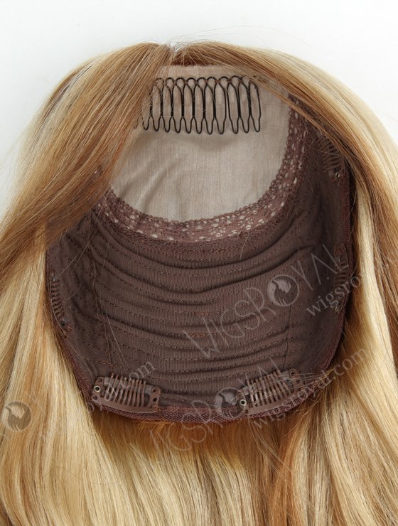 In Stock European Virgin Hair 18" One Length Beach Wave T8/613# with 8# Highlights 8"×8" Silk Top Wefted Hair Topper-020-707