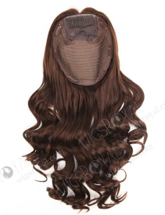 Large Base Silk Top Wefted Hair Topper 18 Inch Dark Brown Wavy Virgin Hair Topper-031