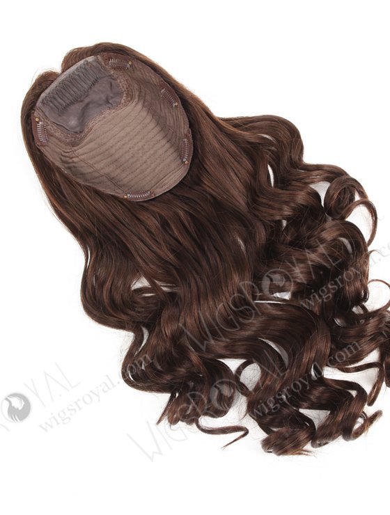 In Stock European Virgin Hair 18" One Length Beach Wave 2a# Color 8"×8" Silk Top Wefted Hair Topper-031-677