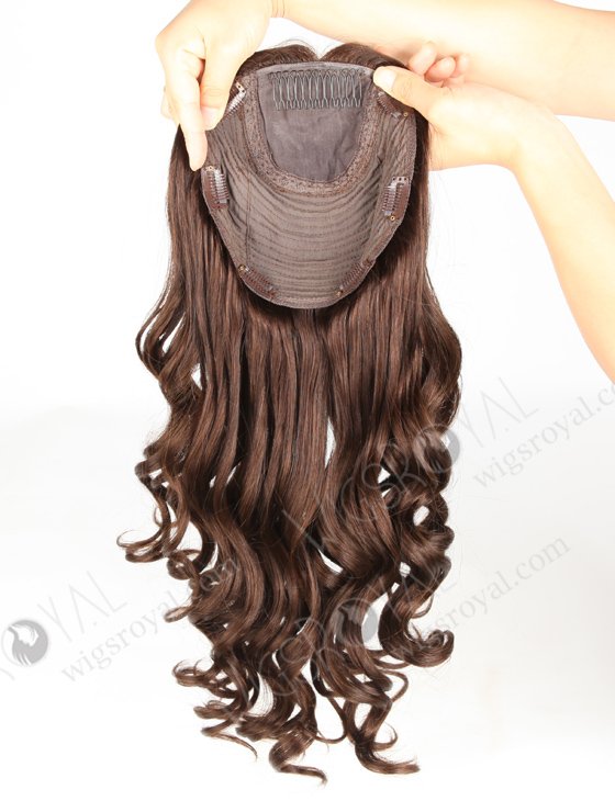In Stock European Virgin Hair 18" One Length Beach Wave 2a# Color 8"×8" Silk Top Wefted Hair Topper-031-681