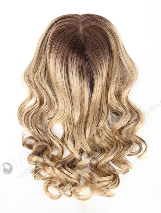 In Stock European Virgin Hair 18" One Length Beach Wave  T4/22# with 4# Highlights 8"×8" Silk Top Wefted Hair Topper-033-636